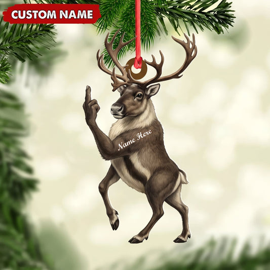 MollyTee Mule Deer Hunting Middle Finger Gesture Mule Deer Hunter Gift Customized Name 3D-Look Keychain And Ornament - image 1