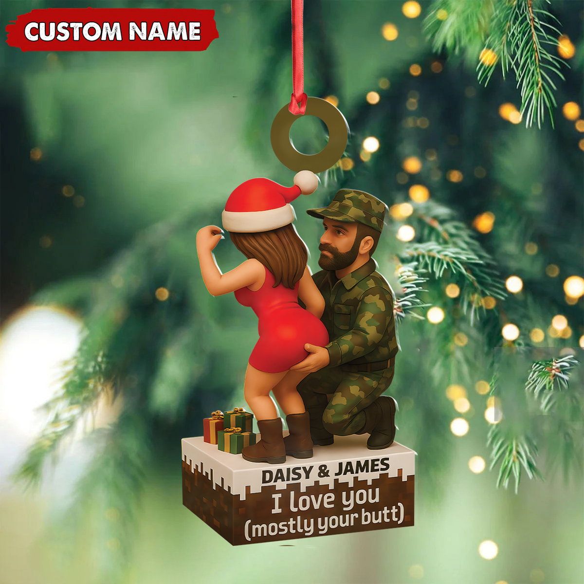 MollyTee Personalized Funny Hunter Couple Acrylic Ornament - Custom Name Christmas Gift for Him or Her - image 3