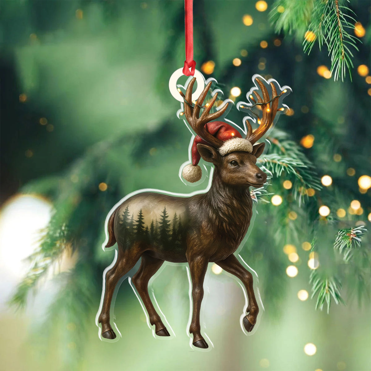 MollyTee Rustic Deer Christmas Ornament, Woodland Reindeer Holiday Tree Decoration - image 3