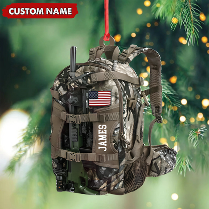 MollyTee Custom Hunting Backpack Acrylic Ornament - Personalized Tactical Gift for Hunters & Veterans - image 3