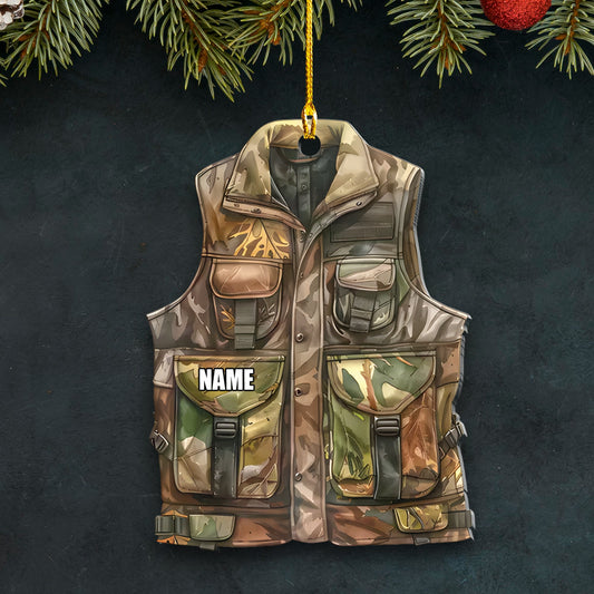 MollyTee Personalized Camo Hunting Vest Ornament Custom Name Christmas Tree Decoration Gift for Hunters - image 1