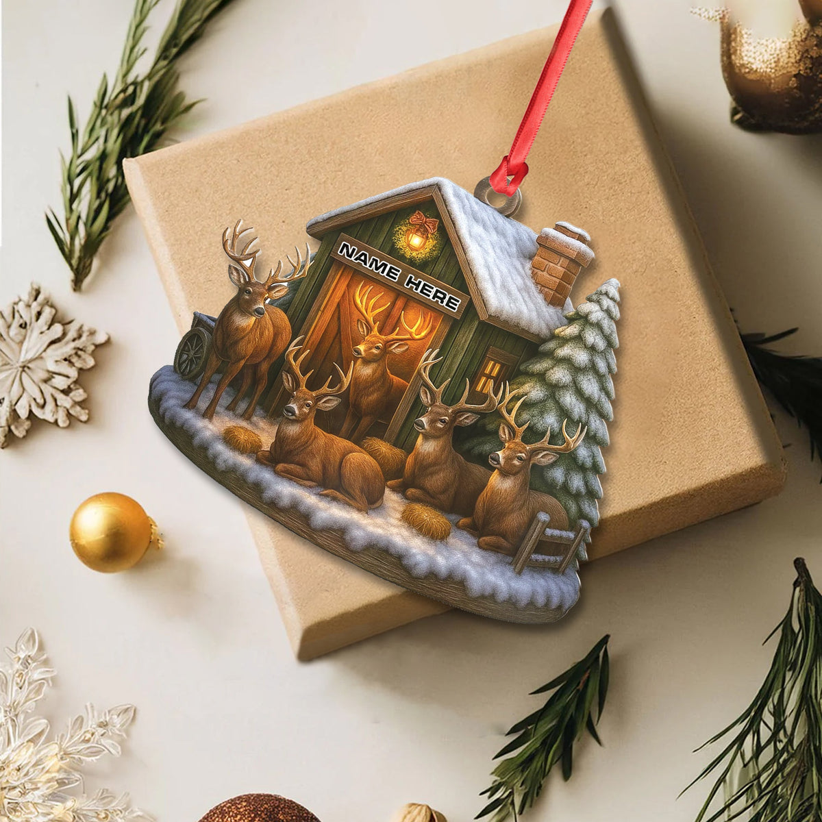MollyTee Personalized Acrylic Deer Family Christmas Ornament - Rustic Holiday Cabin Decor for Hunters & Wildlife Lovers - image 4