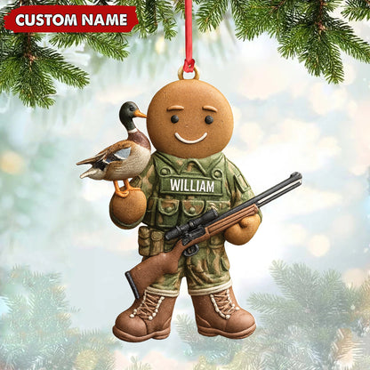 MollyTee Personalized Hunter Gingerbread Christmas Ornament - Funny Acrylic Holiday Decor Gift - image 1