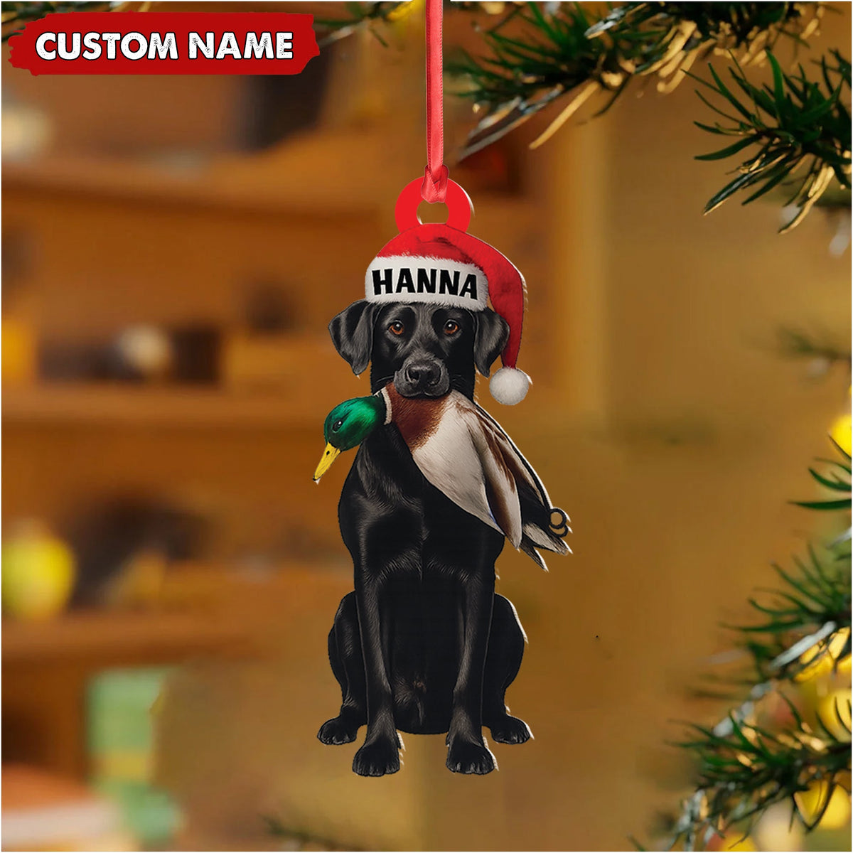 MollyTee Personalized Hunting Dog Christmas Ornament with Duck - Custom Name Lab Retriever Holiday Decor - image 5
