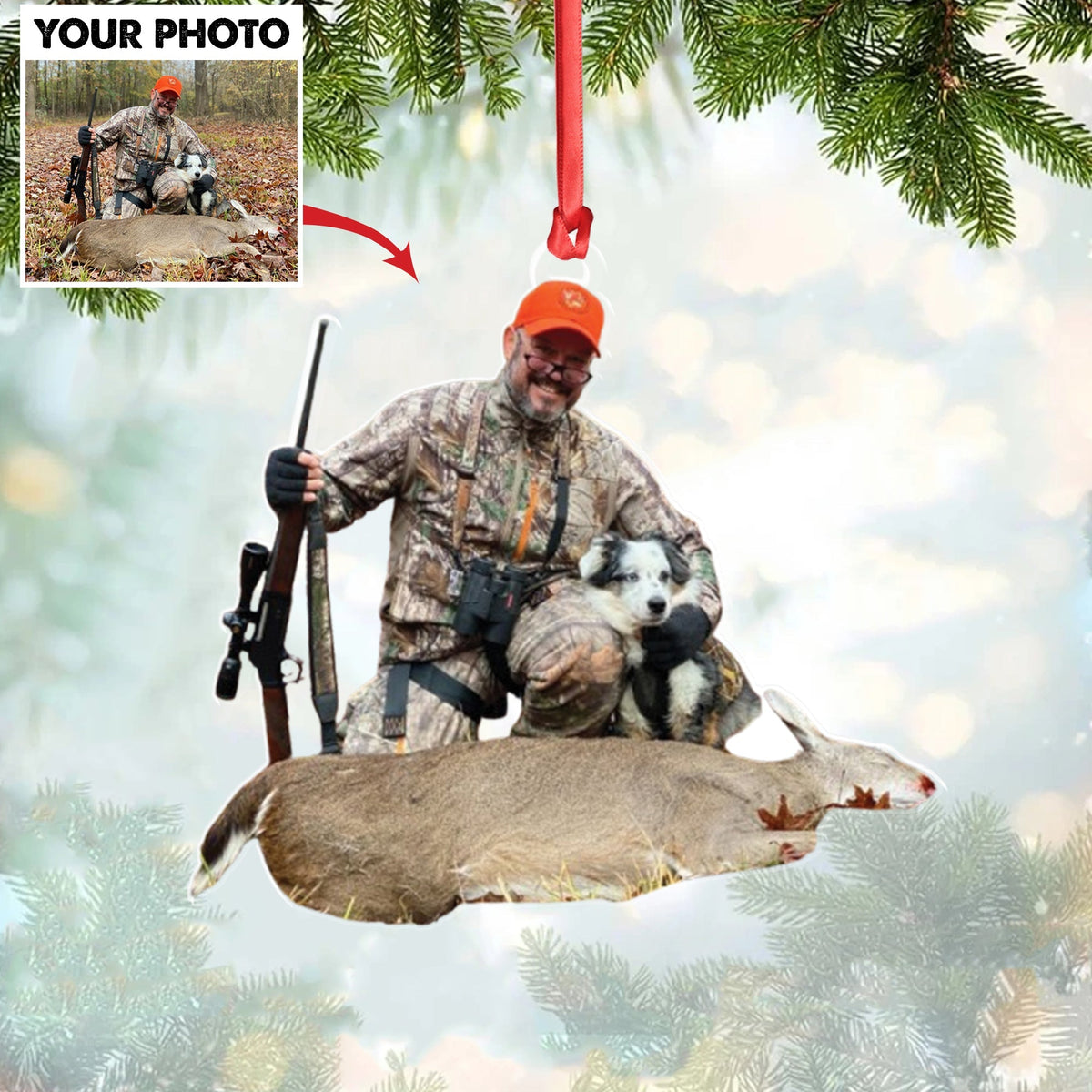 MollyTee Personalized Hunting Acrylic Christmas Ornament Custom Photo Gift for Hunters & Outdoor Lovers - image 4