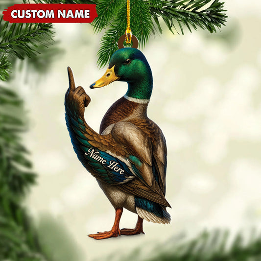 MollyTee Personalized Funny Duck Fukin' Finger Hunting Acrylic Christmas Ornament Custom Gift for Hunters - image 1