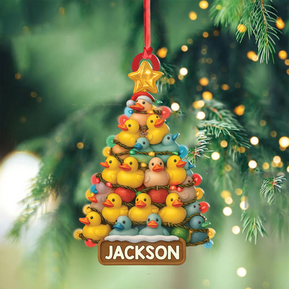 MollyTee Personalized Funny Rubber Duck Acrylic Christmas Tree Ornament - Custom Name Xmas Decoration for Hunter or Family, Cute Holiday Ornament - image 3
