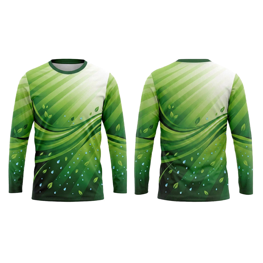 Custom Lime Green Leaf Wave Lawn Care Uniform Shirt