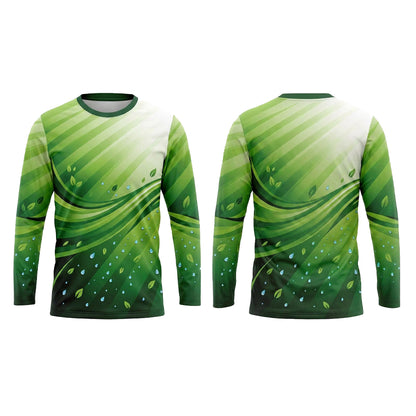 Custom Lime Green Leaf Wave Lawn Care Uniform Shirt