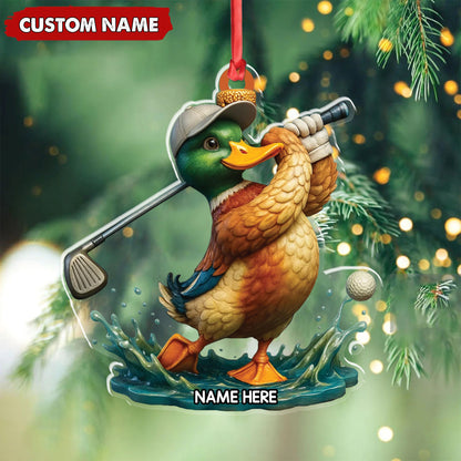 MollyTee Personalized Acrylic Duck Golf Christmas Ornament - Custom Name Funny Hunter Gift for Golf Lovers - image 3
