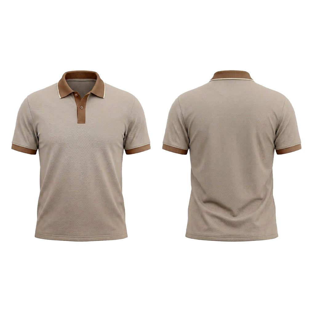 Custom Beige Brown Collar Office Polo Shirt