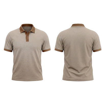 Custom Beige Brown Collar Office Polo Shirt