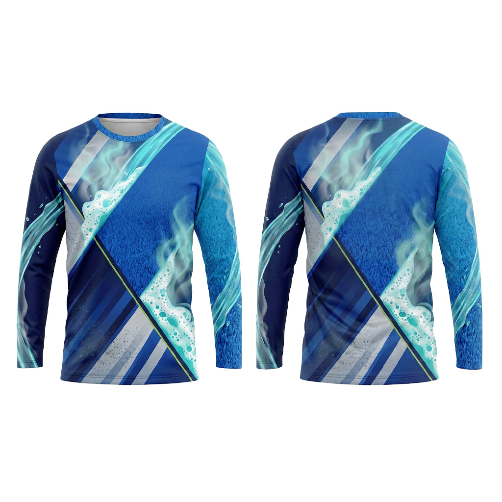 Custom Blue Foam Stripe Carpet Cleaning Uniform Shirt