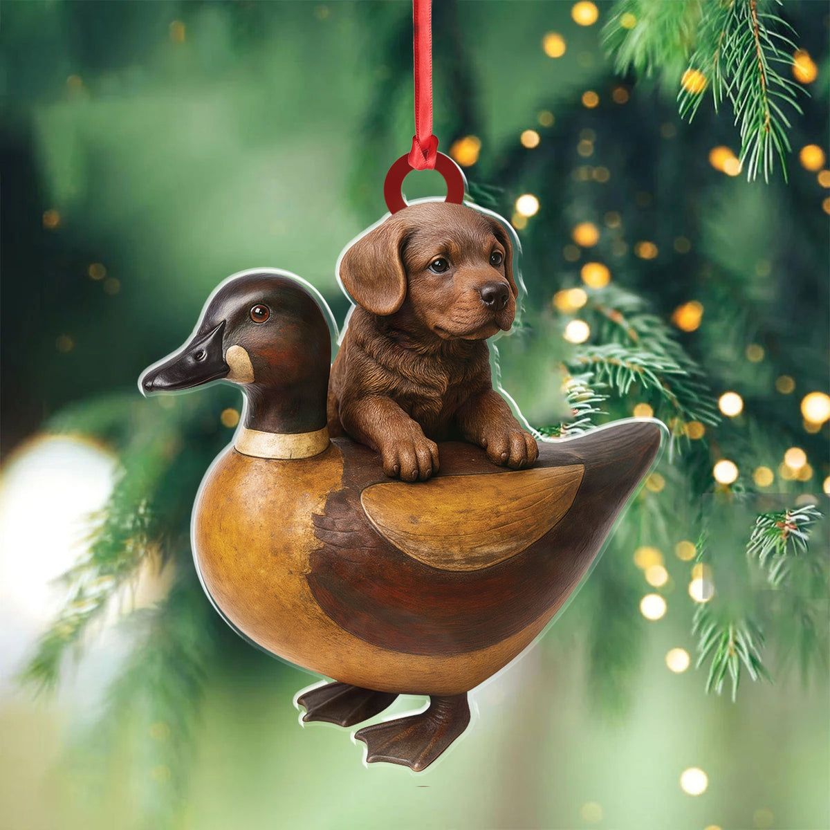MollyTee Personalized Funny Puppy and Duck Acrylic Ornament - Rustic Hunting Decor for Dog Lovers, Country Cabin Wall Art, Whimsical Farmhouse Gift for Hunters - image 3