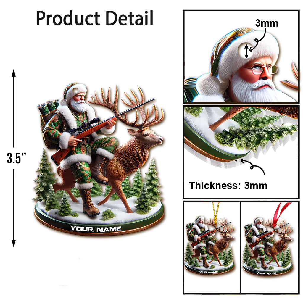 MollyTee Custom Name Santa Deer Hunting Ornament, Deer Hunter Christmas Gift 2D Flat - image 5