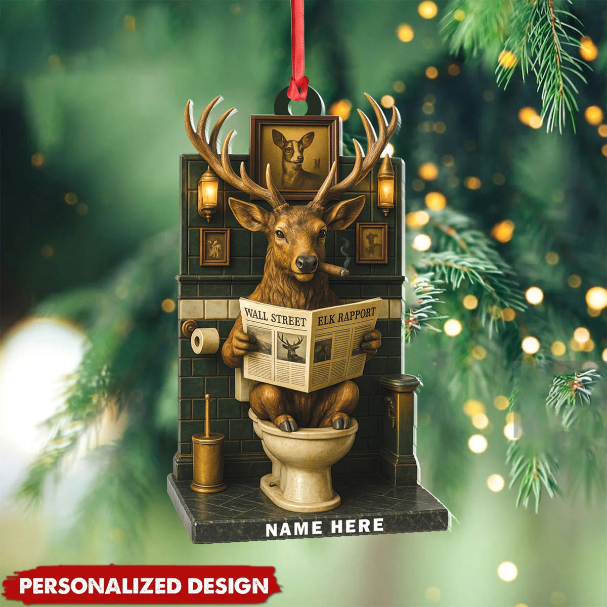 MollyTee Personalized Acrylic Deer Bathroom Christmas Ornament - Funny Personalized Holiday Decor for Hunters & Wildlife Lovers - image 7