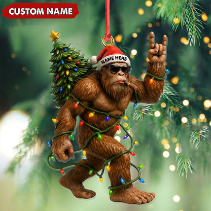 MollyTee Personalized Bigfoot Christmas Ornament, Custom Name Funny Holiday Gift for Hunters - image 3