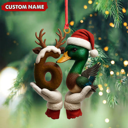 MollyTee Personalized Trend 67 Duck Christmas Ornament, Custom Name Six Seven Reindeer 6 and Duck Design, Funny Meme Holiday Tree Decoration - image 4