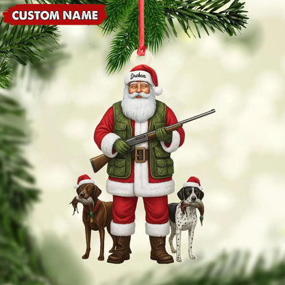 MollyTee Personalized Santa Hunter Christmas Ornament - Funny Dog Lover Acrylic Holiday Decor - image 2