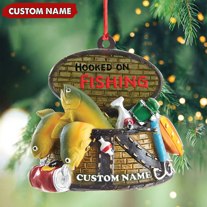MollyTee Custom Fishing Ornament - Personalized Hooked on Fishing Christmas Decoration - image 3
