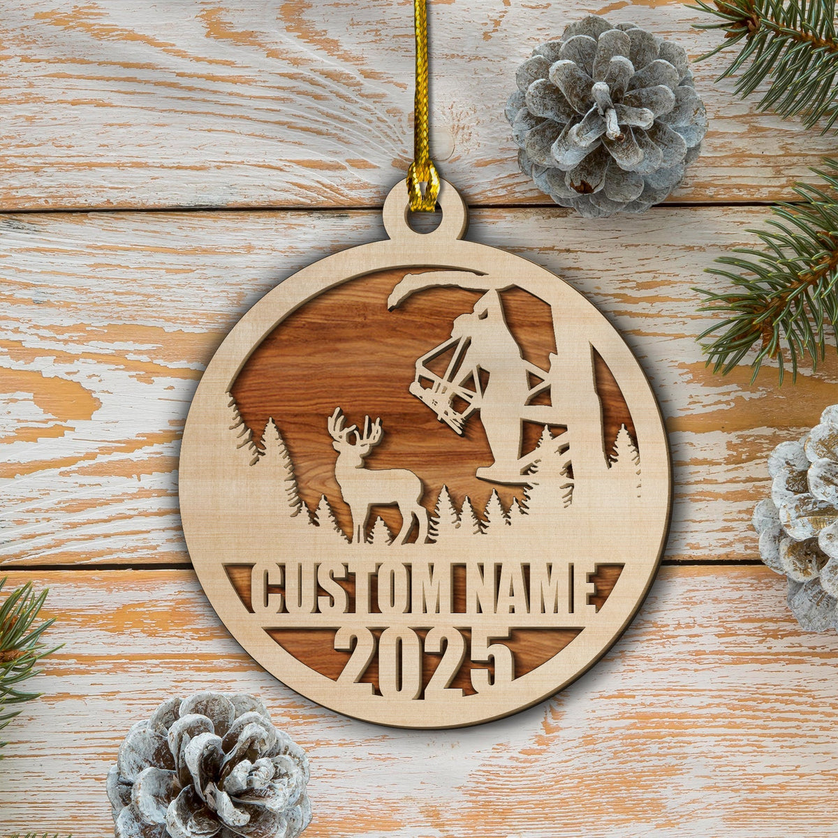 MollyTee Personalized Bow Hunter Ornament 2025 - Custom Name Gift for Deer Hunters - image 3