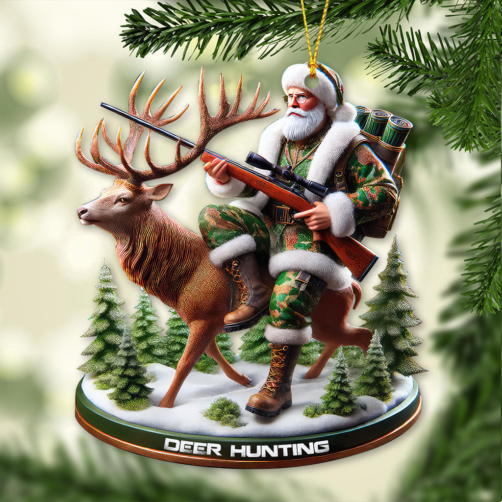 MollyTee Custom Name Santa Deer Hunting Ornament, Deer Hunter Christmas Gift 2D Flat - image 3