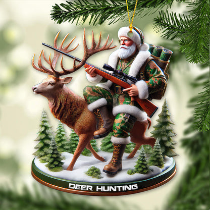 MollyTee Custom Name Santa Deer Hunting Ornament, Deer Hunter Christmas Gift 2D Flat - image 3