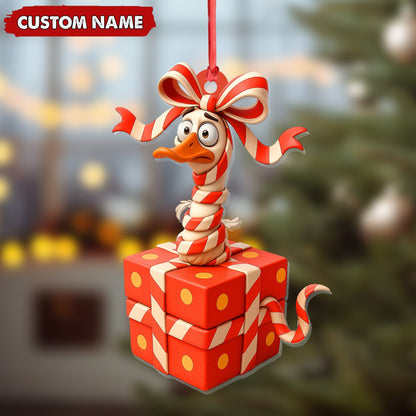 MollyTee Personalized Funny Duck Gift Box Acrylic Ornament - Hilarious Christmas Decor, Perfect Gag Gift for Friends & Coworkers - image 4