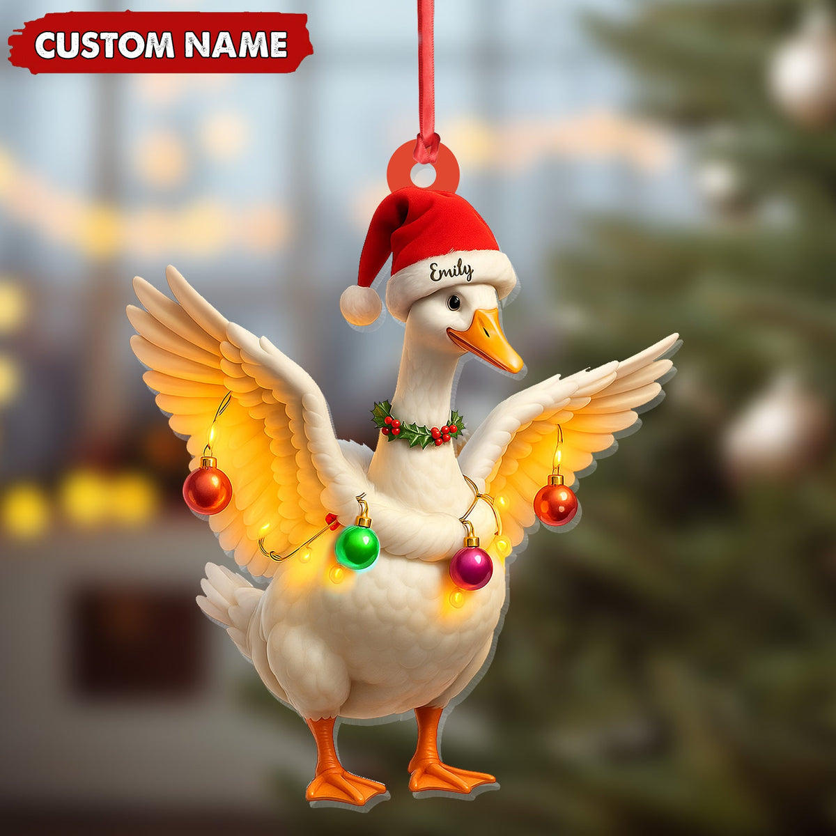 MollyTee Custom Funny Christmas Duck Decoration Acrylic Ornament - Cute Personalized Holiday Gift for Friends & Duck Lovers - image 4