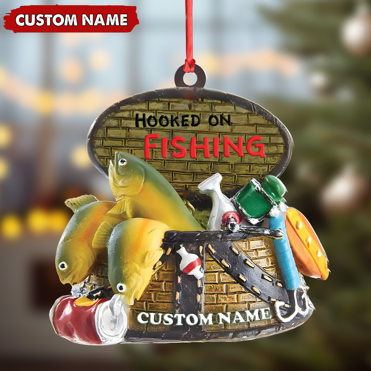 MollyTee Custom Fishing Ornament - Personalized Hooked on Fishing Christmas Decoration - image 4