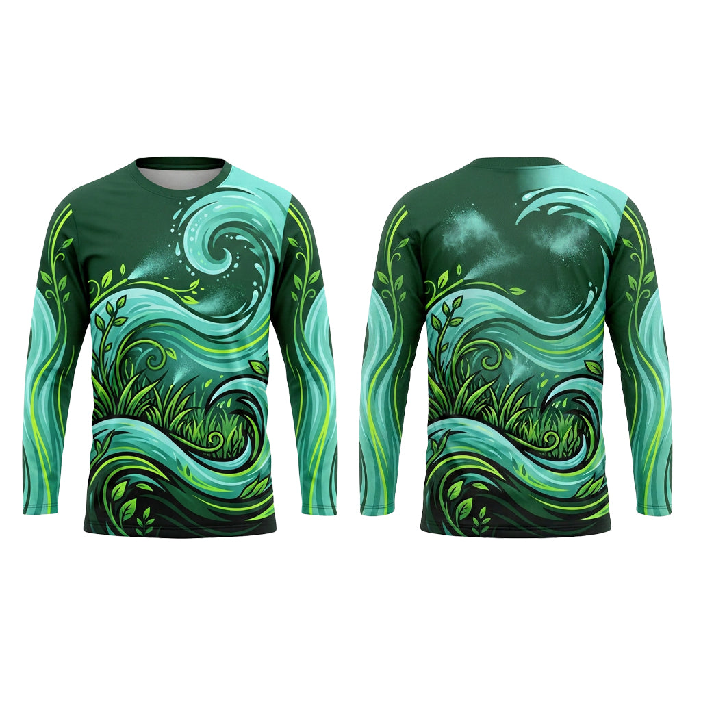 Custom Aqua Garden Swirl Landscaping Uniform Shirt