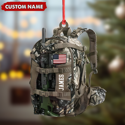 MollyTee Custom Hunting Backpack Acrylic Ornament - Personalized Tactical Gift for Hunters & Veterans - image 4