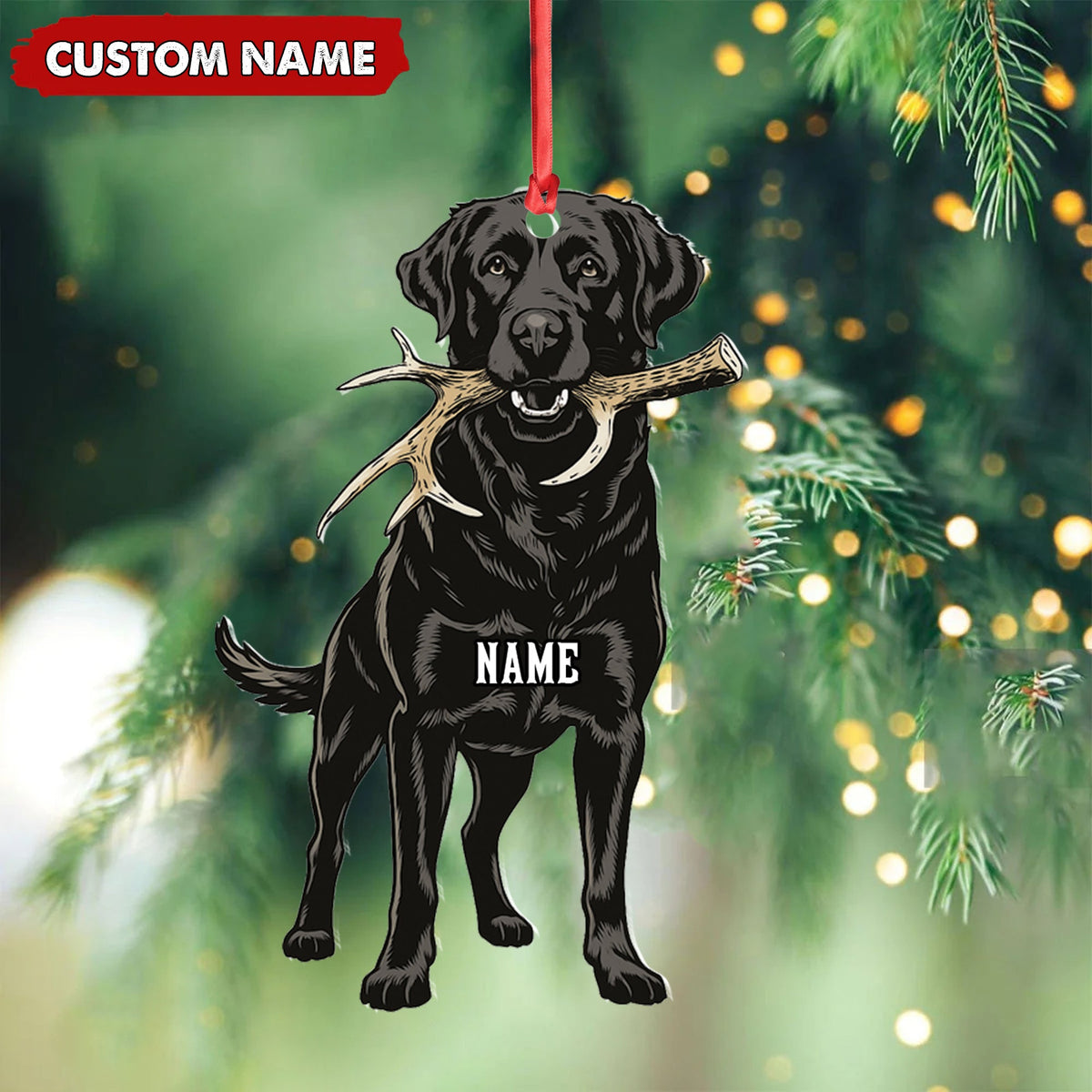 MollyTee Personalized Black Lab Dog Christmas Ornament - Personalized Hunting Dog Acrylic Decor - image 4