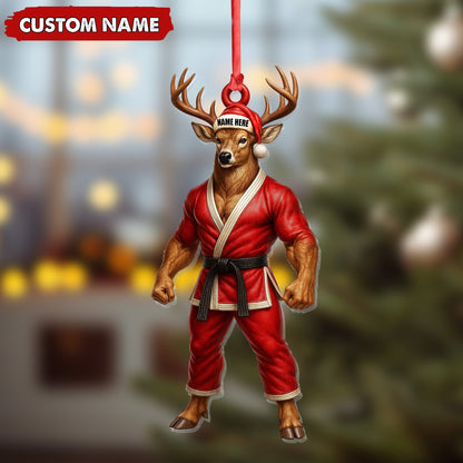 MollyTee Personalized Karate Deer Ornament, Custom Name Martial Arts Christmas Decoration - image 7