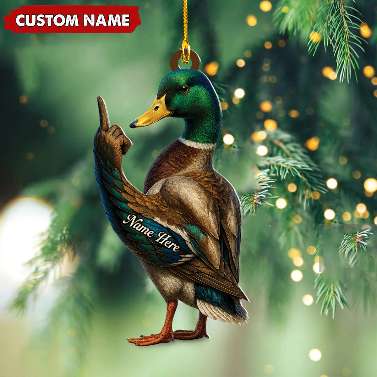 MollyTee Personalized Funny Duck Fukin' Finger Hunting Acrylic Christmas Ornament Custom Gift for Hunters - image 6