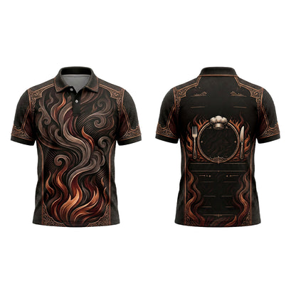 Custom Smokehouse BBQ Flame Restaurant Uniform Shirt