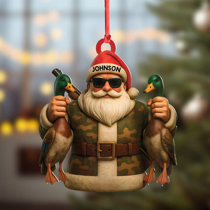 MollyTee Personalized Duck Hunter Santa Acrylic Ornament - Funny Christmas Gift for Hunters - Custom Name Camo Decor - image 4