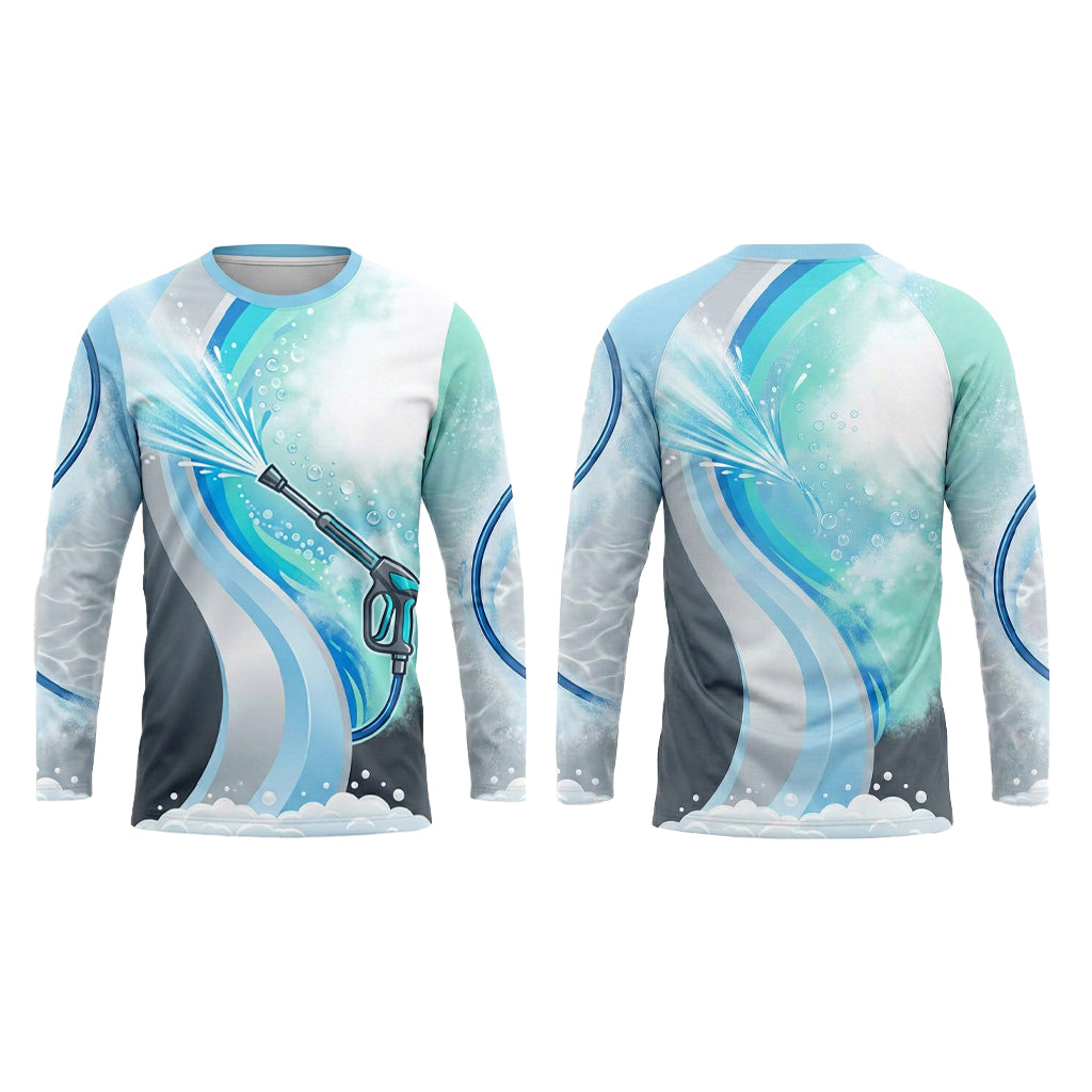 Custom Electric Spray Crew Pressure Washing Shirt