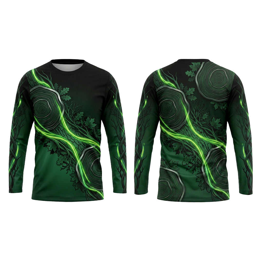 Custom Woodgrain Leaf Trail Landscaping Uniform Shirt