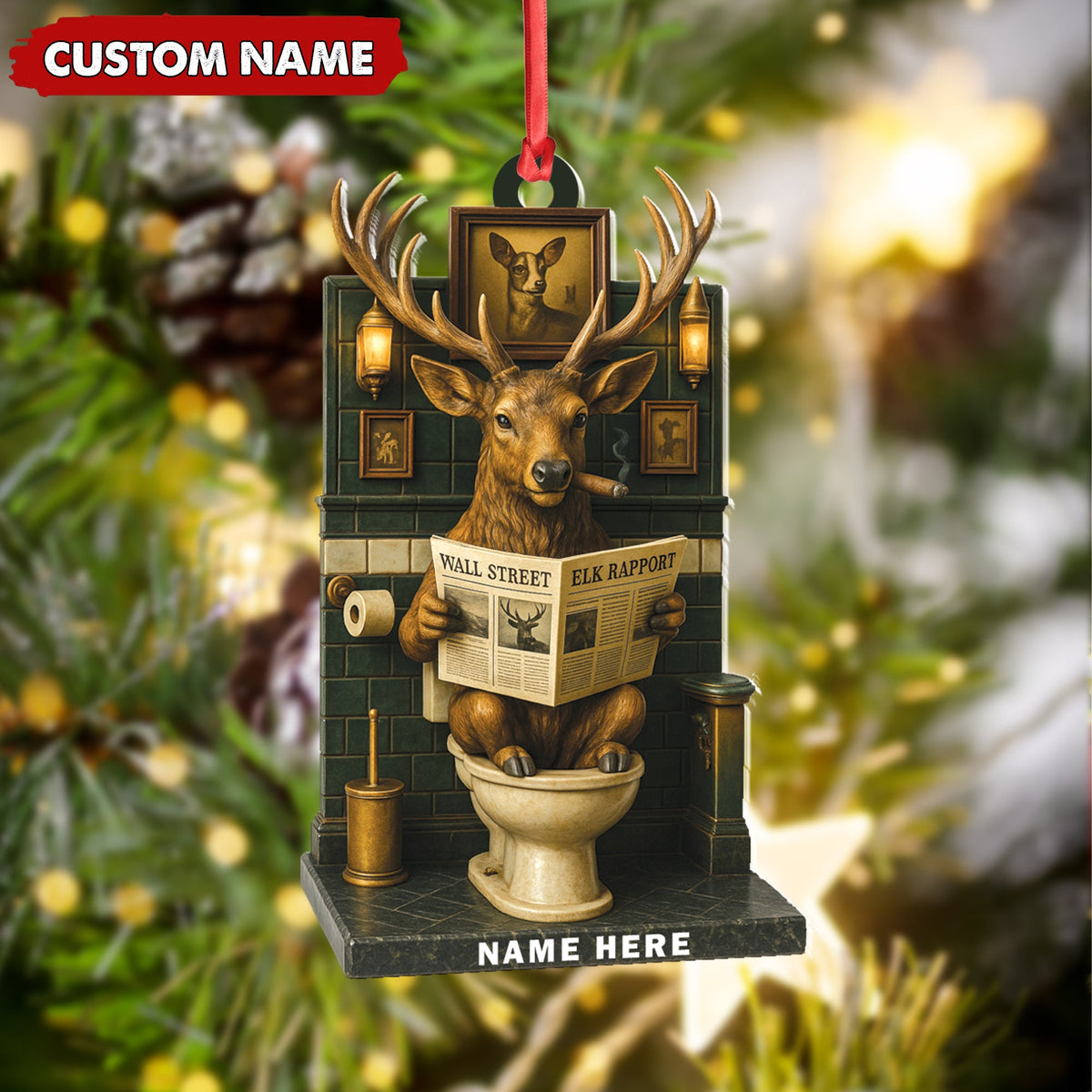 MollyTee Personalized Acrylic Deer Bathroom Christmas Ornament - Funny Personalized Holiday Decor for Hunters & Wildlife Lovers - image 6