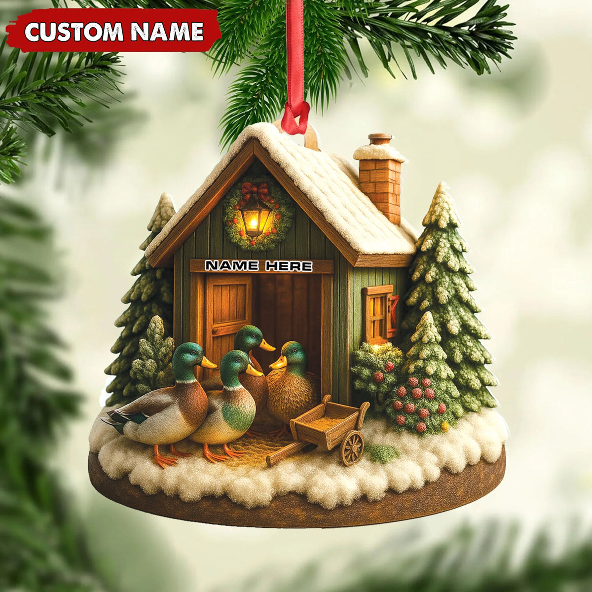 MollyTee Personalized Acrylic Mallard Duck Family Christmas Ornament - Rustic Holiday Cabin Decor for Nature & Wildlife Lovers - image 3