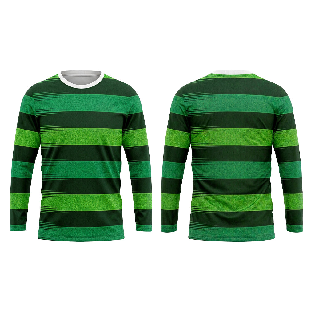 Custom Green Grass Stripe Lawn Care Uniform Shirt