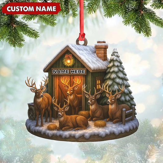 MollyTee Personalized Acrylic Deer Family Christmas Ornament - Rustic Holiday Cabin Decor for Hunters & Wildlife Lovers - image 2
