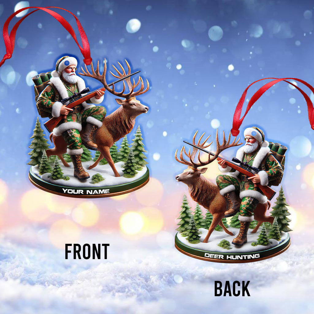 MollyTee Custom Name Santa Deer Hunting Ornament, Deer Hunter Christmas Gift 2D Flat - image 4