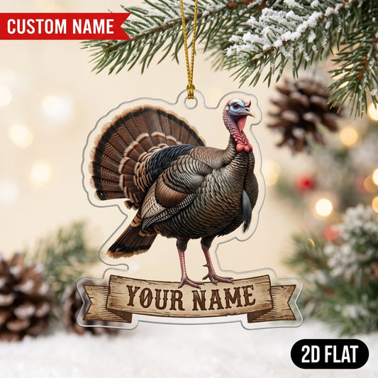 MollyTee Turkey Hunting Wild Turkey Customized Name 3D-Look Keychain And Ornament - image 1