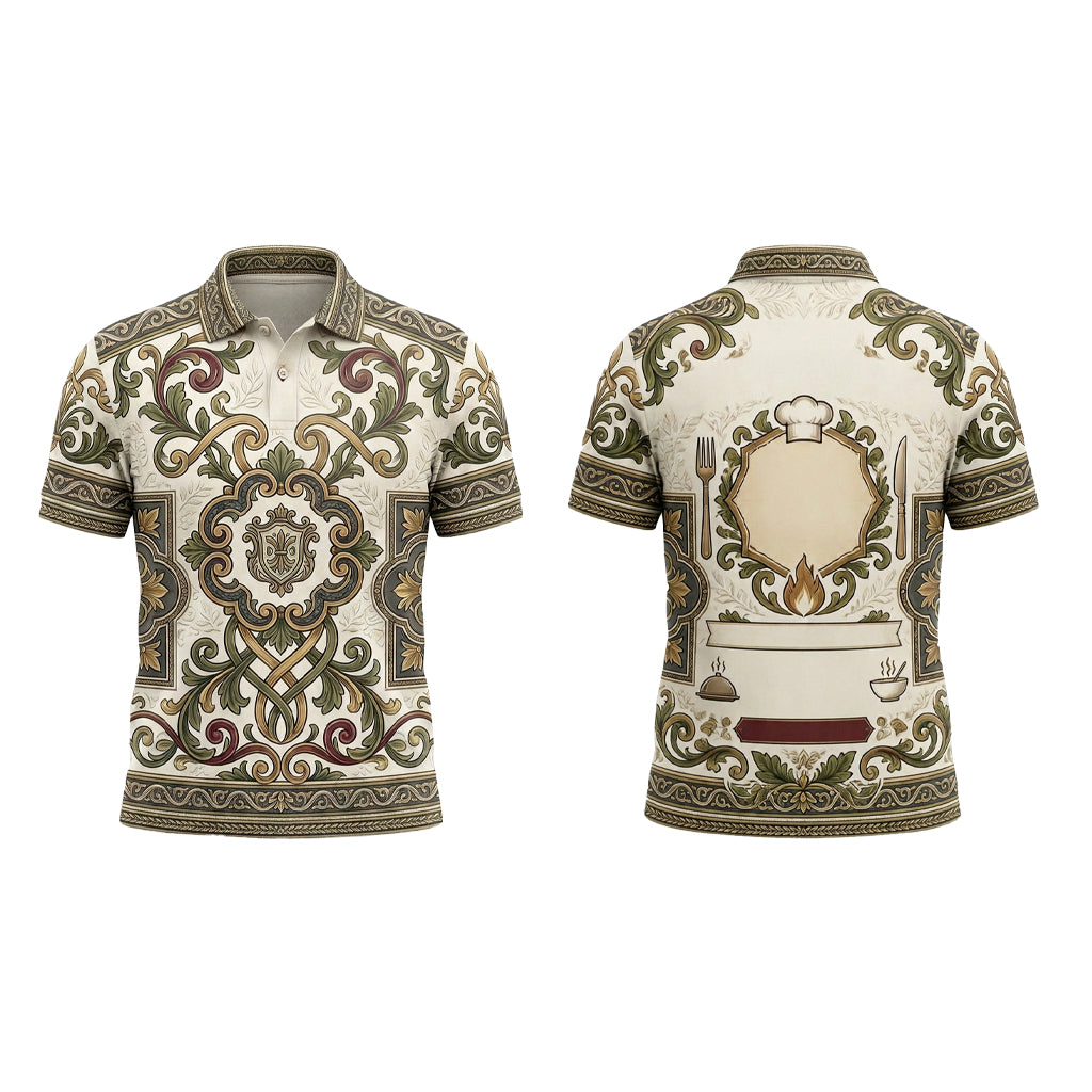 Custom Ornamental Bistro Restaurant Uniform Shirt