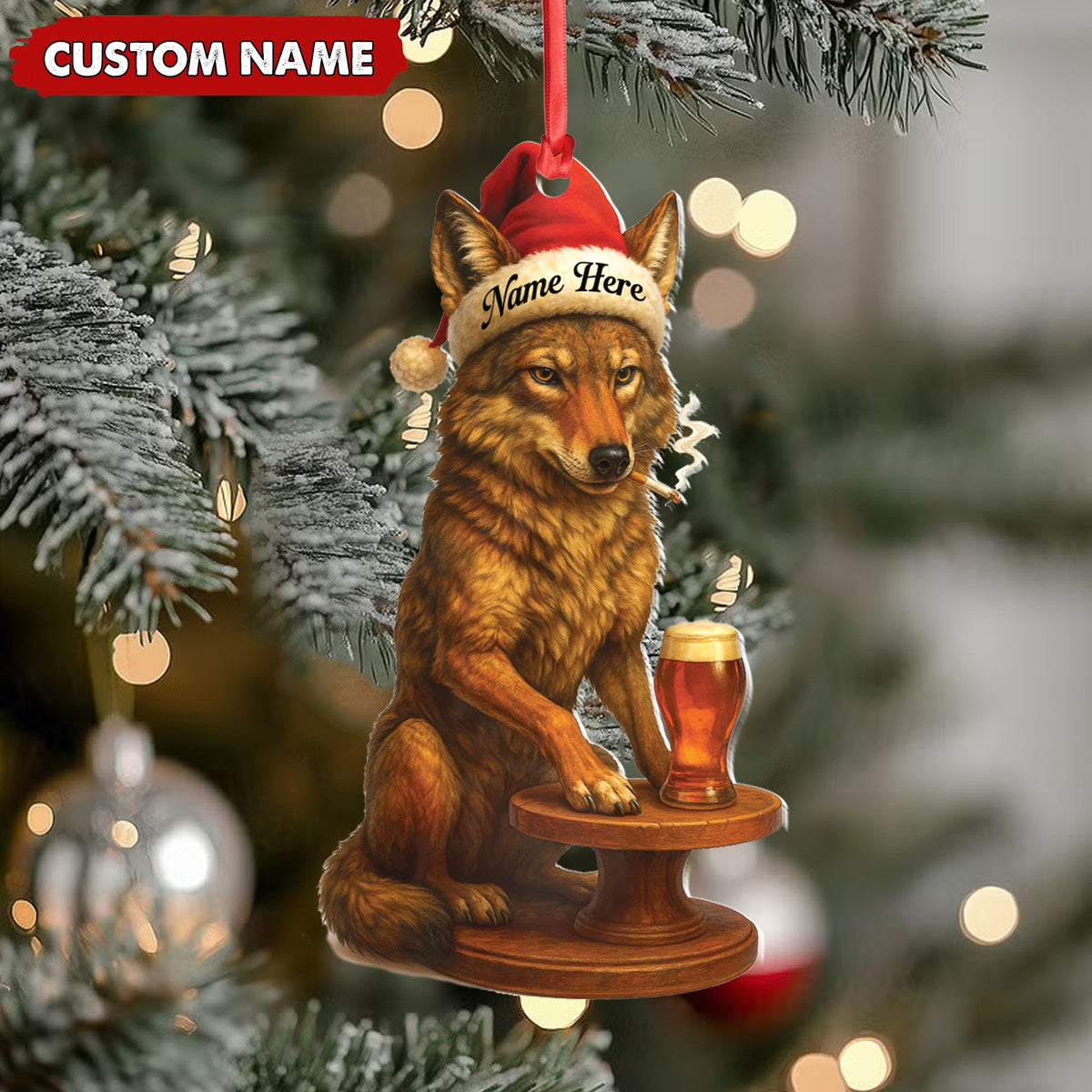 MollyTee Personalized Acrylic Wolf Coyote Christmas Ornament - Personalized Holiday Decoration for Hunters & Wildlife Lovers - image 5