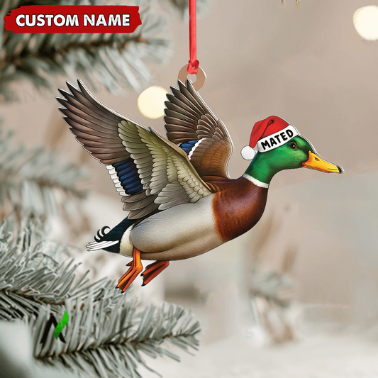MollyTee Personalized Flying Duck Acrylic Ornament - Custom Name Christmas Acrylic Gift for Hunters - image 2