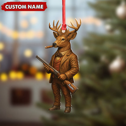 MollyTee Personalized Acrylic Deer Hunter Christmas Ornament - Custom Name Rustic Hunting Lodge Decor - image 4