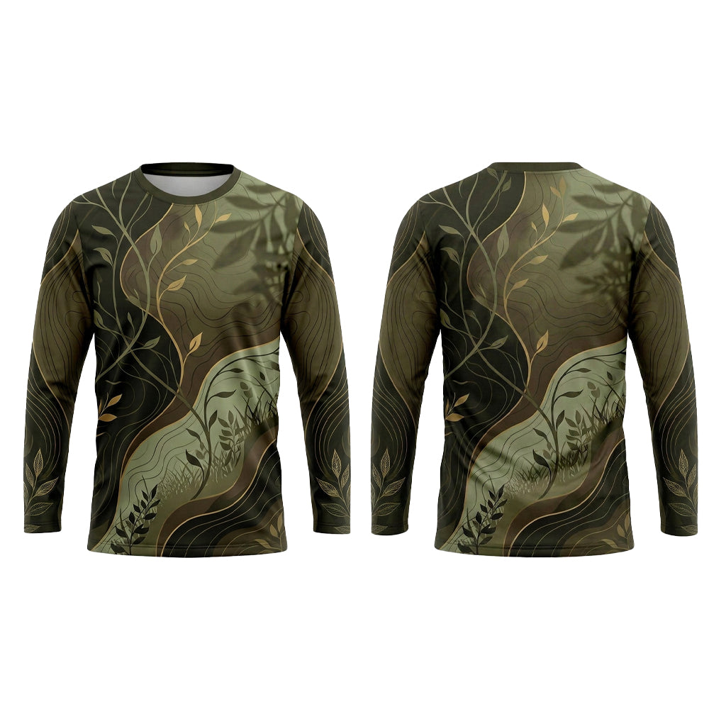 Custom Earth Tone Botanical Contour Landscaping Uniform Shirt
